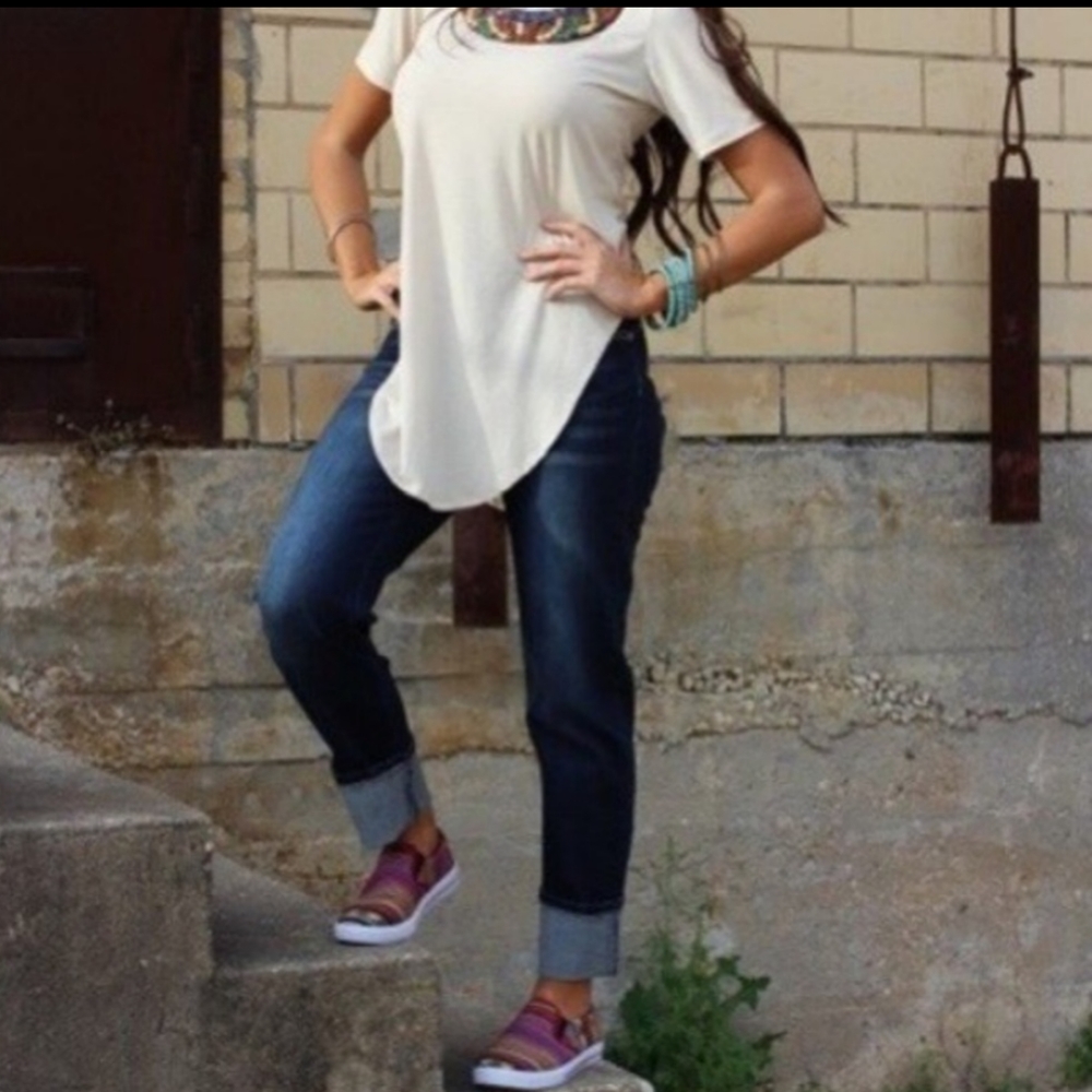 Lucky and Blessed Boyfriend Jeans